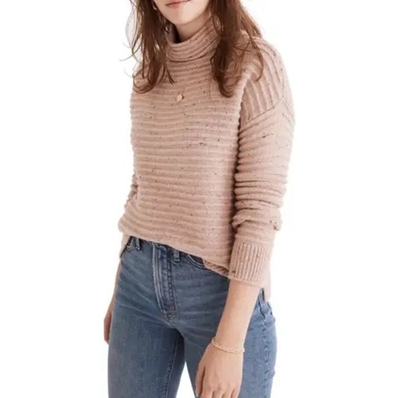 Madewell Sweater Donegal‎ Belmont Mockneck Size M Pink Knit Turtleneck - Picture 1 of 8